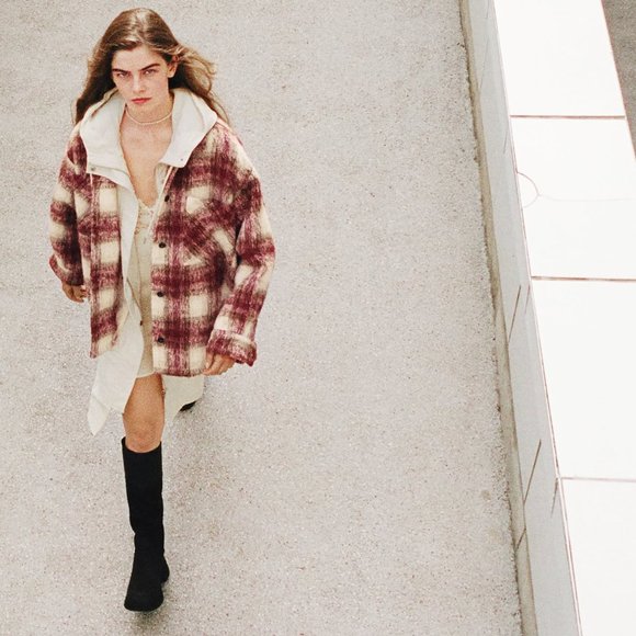 BLOGGER'S FAVE! Zara Plaid Overshirt Shacket Jacket Sz M NWT - Picture 12 of 16